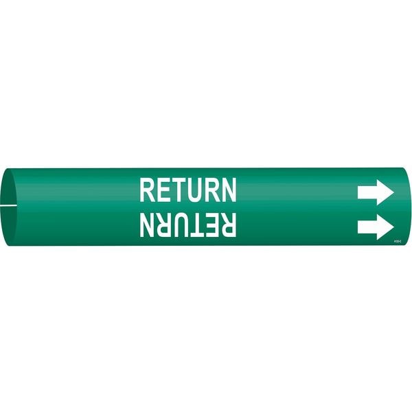 Brady Pipe Marker, Return, Grn, 2-1/2 to 3-7/8 In - 4120-C
