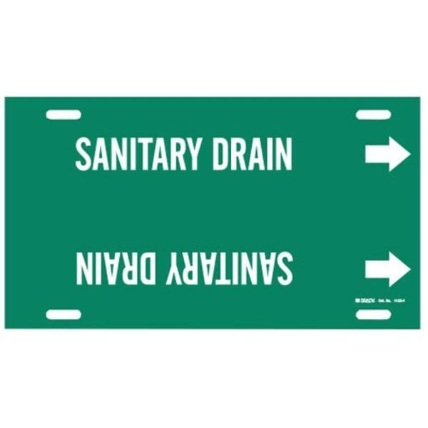 Brady Pipe Markr, Sanitary Drain, Gn, 6to7-7/8 In - 4122-F