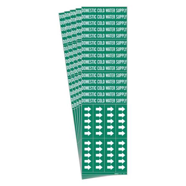 Brady Pipe Marker, Domestic Cold Water Sup., PK5, 7086-3C-PK - 7086-3C-PK
