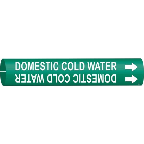 Brady Pipe Marker, Domestic Cold Water, Green, 4048-B - 4048-B