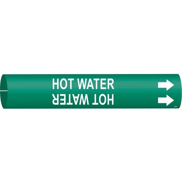 Brady Pipe Marker, Hot Water, Grn, 3/4 to1-3/8 In - 4335-A