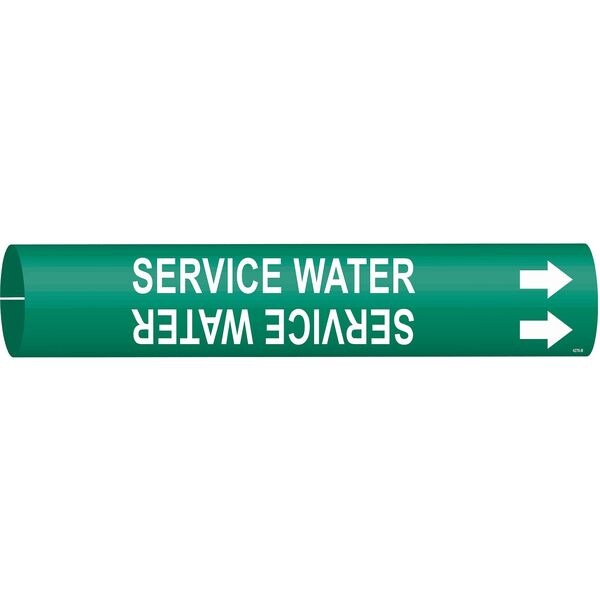Brady Pipe Mrkr, Service Water, 1-1/2to2-3/8 In - 4270-B