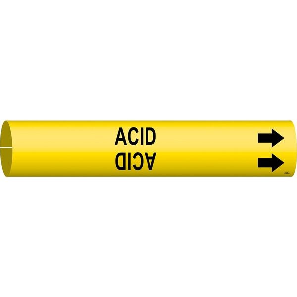 Brady Pipe Marker, Acid, Yellow, 3/4 to 1-3/8 In - 4000-A