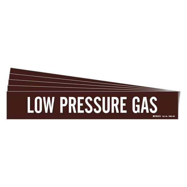 Brady Pipe Marker, White, Low Pressure Gas, PK5, 7388-1HV-PK - 7388-1HV-PK