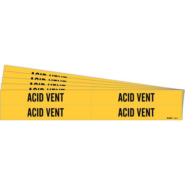 Brady Pipe Marker, Adhesive, Black, Acid Vent, PK5, 7003-4-PK - 7003-4-PK