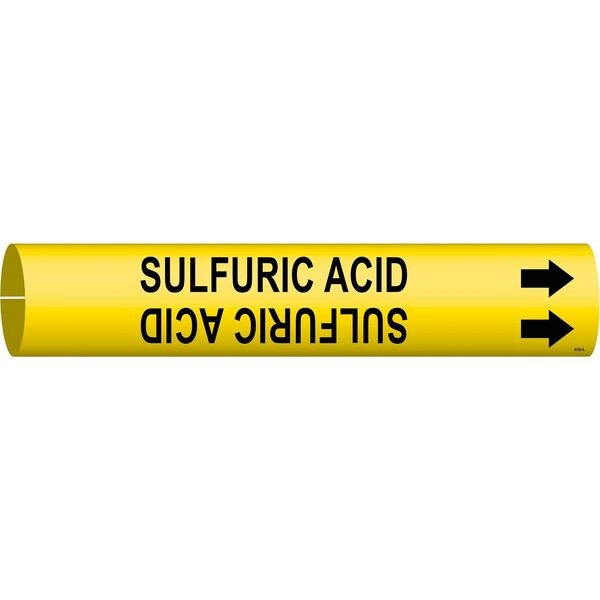 Brady Pipe Markr, Sulfuric Acid, Y, 3/4to1-3/8 In - 4136-A