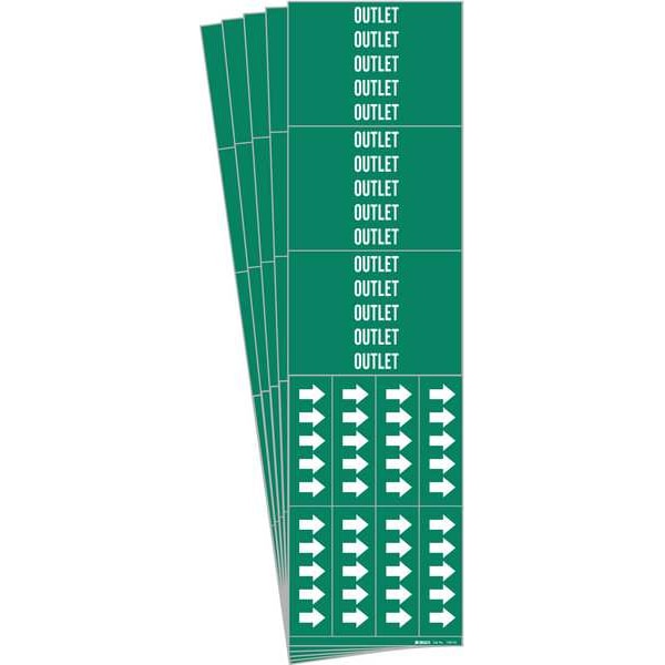 Brady Pipe Marker, Adhesive, White, Outlet, PK5, 7205-3C-PK - 7205-3C-PK