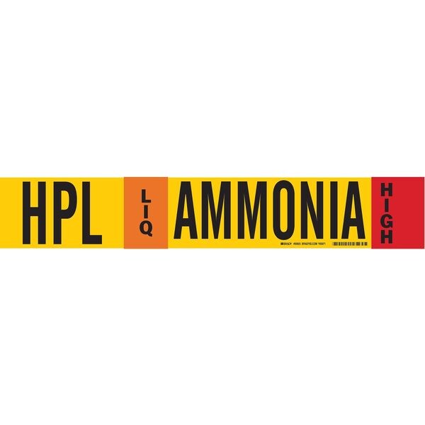 Brady Ammonia Pipe Marker, HPL, 8In and Above, 59925 - 59925