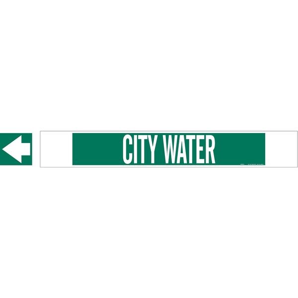 Brady Pipe Marker, City Water, Gn, 8 In orGreater, 5655-HPHV - 5655-HPHV