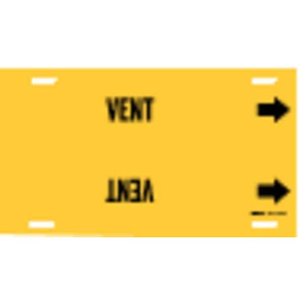 Brady Pipe Marker, Vent, Yellow, 6 to 7-7/8 In - 4148-F