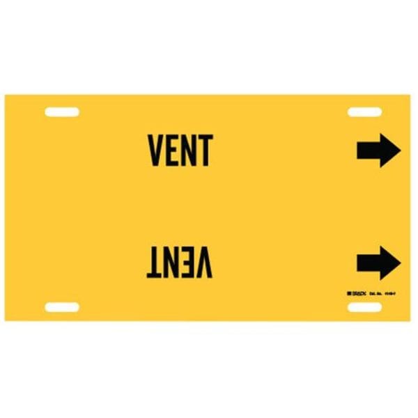 Brady Pipe Marker, Vent, Yellow, 6 to 7-7/8 In - 4148-F