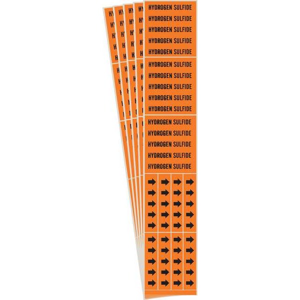 Brady Pipe Marker, Black, Hydrogen Sulfide, PK5, 7384-3C-PK - 7384-3C-PK