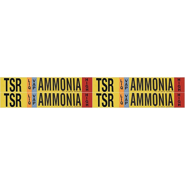 Brady Ammonia Pipe Marker, TSR, 1 to 2-1/2In, PK4 - 90438