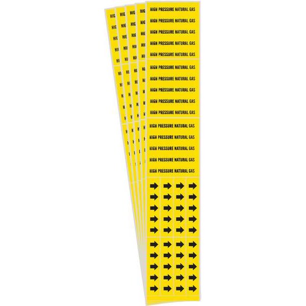 Brady Pipe Marker, Hi-Pressure Natural Gas, PK5, 7139-3C-PK - 7139-3C-PK