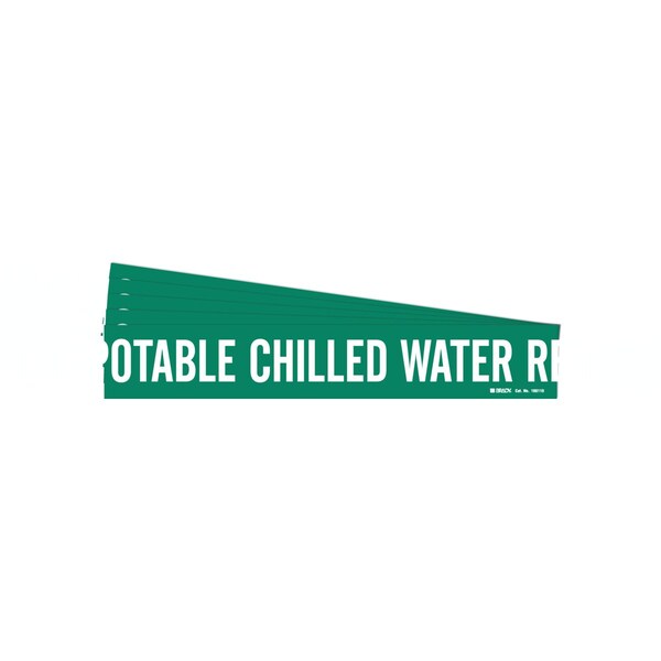 Brady NON-POTABLE Chilled Wtr Ret Pipe Marker Style 1HV WT on GN 1 per Card, 5 PK - 106119-PK