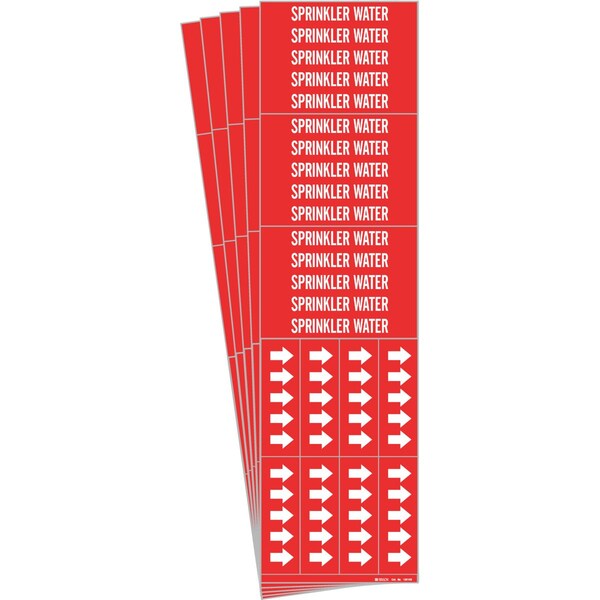 Brady SPRINKLER WATER Pipe Marker Style 3C Arrows Polyester WT on RD 3 per Card, 5 PK - 106166-PK