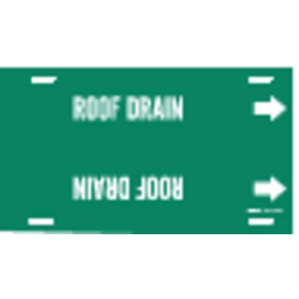Brady Pipe Marker, Roof Drain, Grn, 8 to 9-7/8 In - 4121-G
