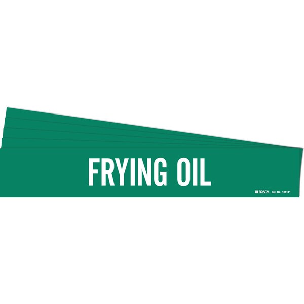 Brady FRYING OIL Pipe Marker Style 1HV White on Green 1 per Card, 5 PK - 106111-PK