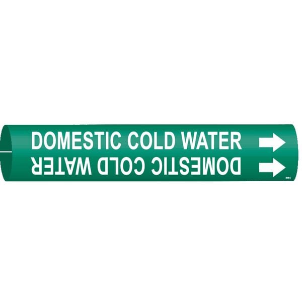 Brady Pipe Marker, Domestic Cold Water, Green, 4048-C - 4048-C