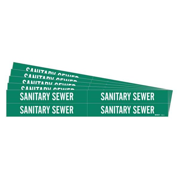 Brady Pipe Marker, White, Sanitary Sewer, PK5 - 7250-4-PK