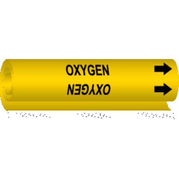 Brady Pipe Marker, Oxygen, Yel, 1-1/2 to 2-3/8 In - 5736-I
