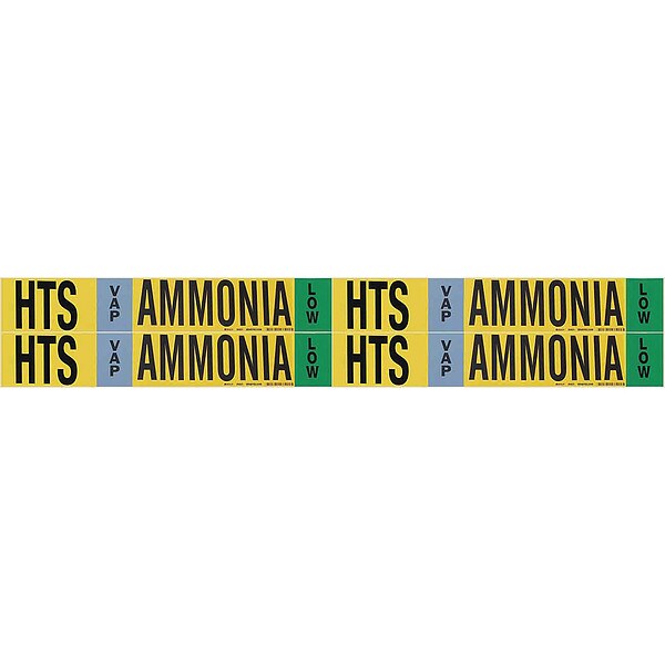 Brady Ammonia Pipe Marker, HTS, 1 to 2-1/2In, PK4 - 90431