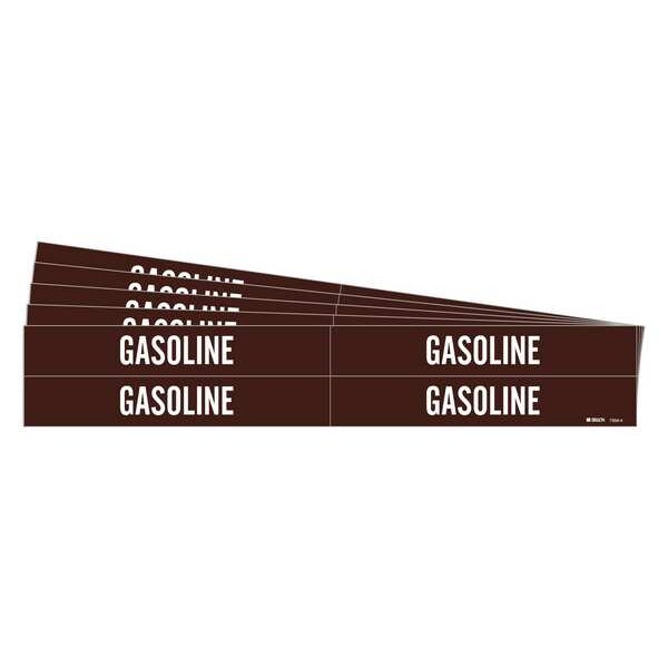 Brady Pipe Marker, Adhesive, White, Gasoline, PK5, 7359-4-PK - 7359-4-PK