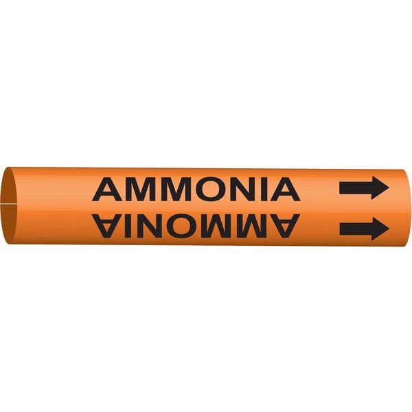 Brady Pipe Marker, Ammonia, Orange, 8 to 9-7/8 In - 4290-G