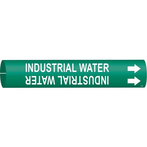 Brady Pipe Marker, Industrial Water, Gn, 4 to6 In - 4088-D