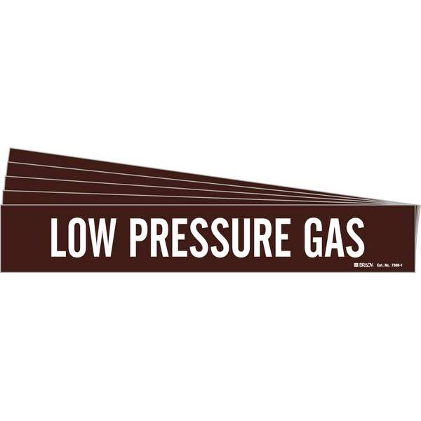 Brady Pipe Marker, White, Low Pressure Gas, PK5, 7388-1-PK - 7388-1-PK