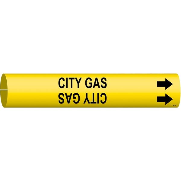 Brady Pipe Marker, City Gas, Y, 1-1/2 to2-3/8 In - 4027-B