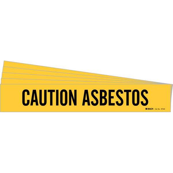 Brady Pipe Marker, Black, Caution Asbestos, PK5, 97543-PK - 97543-PK