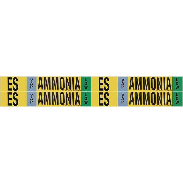 Brady Ammonia Pipe Marker, ES, 1 to 2-1/2In, PK4 - 90423