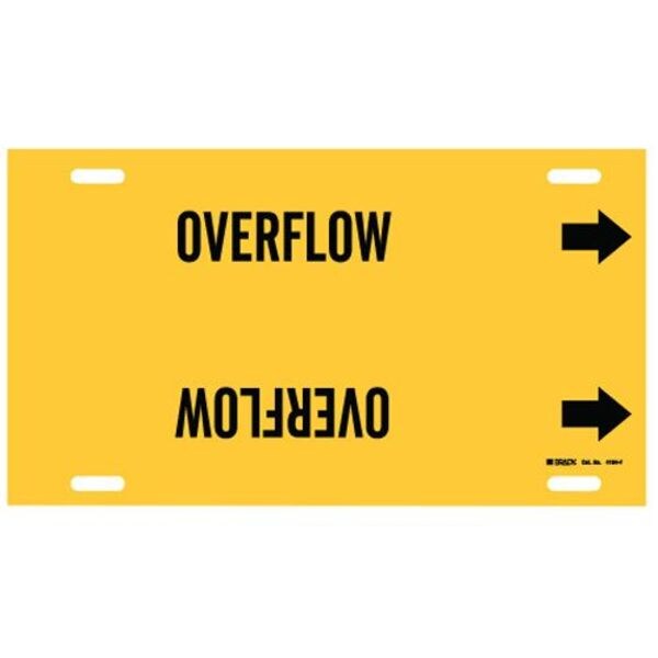 Brady Pipe Marker, Overflow, Yel, 6 to 7-7/8 In - 4104-F