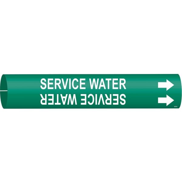 Brady Pipe Marker, Service Water, Grn, 4 to 6 In - 4270-D