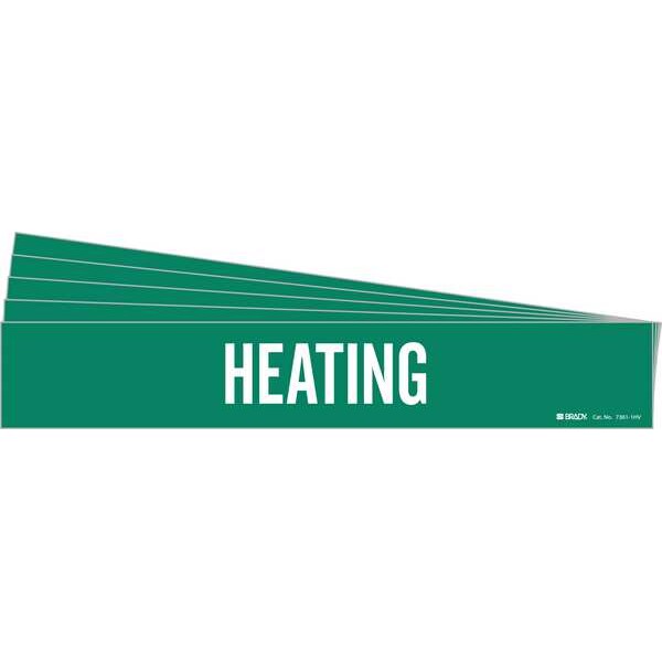 Brady Pipe Marker, Adhesive, White, Heating, PK5, 7361-1HV-PK - 7361-1HV-PK