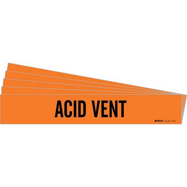 Brady Pipe Marker, Adhesive, Black, Acid Vent, PK5, 7319-1-PK - 7319-1-PK