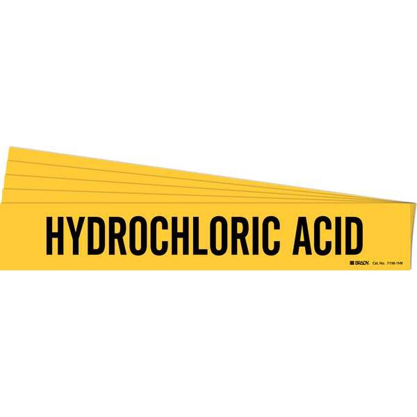 Brady Pipe Marker, Black, Hydrochloric Acid, PK5, 7156-1HV-PK - 7156-1HV-PK