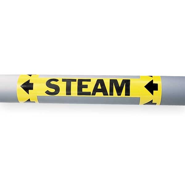 Brady Pipe Marker, Steam, Yellow, 8 In or Greater, 7270-1HV - 7270-1HV