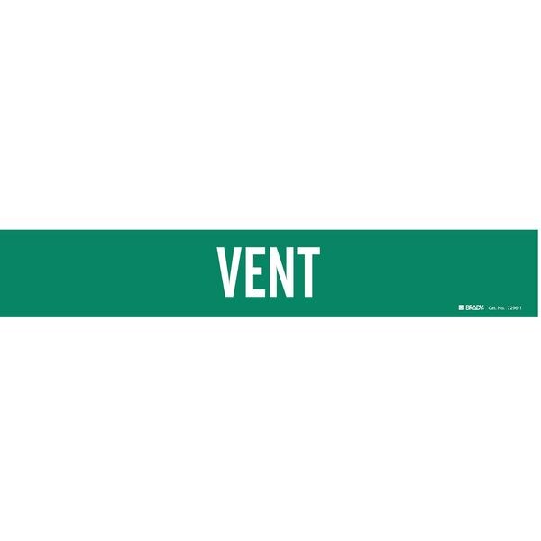 Brady Pipe Marker, Vent, Green, 2-1/2 to 7-7/8 In - 7296-1
