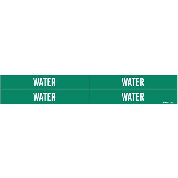 Brady Pipe Marker, Water, Green, 3/4 to 2-3/8 In - 7304-4