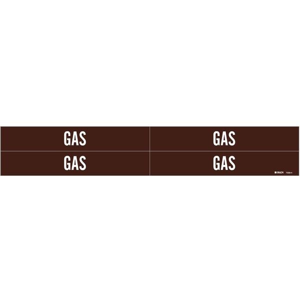 Brady Pipe Marker, Gas, Brown, 3/4 to 2-3/8 In - 7358-4