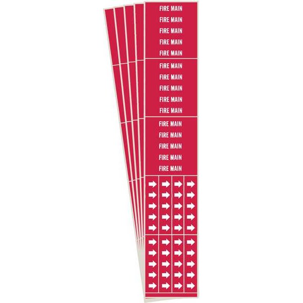 Brady Pipe Marker, Adhesive, White, Fire Main, PK5, 7109-3C-PK - 7109-3C-PK