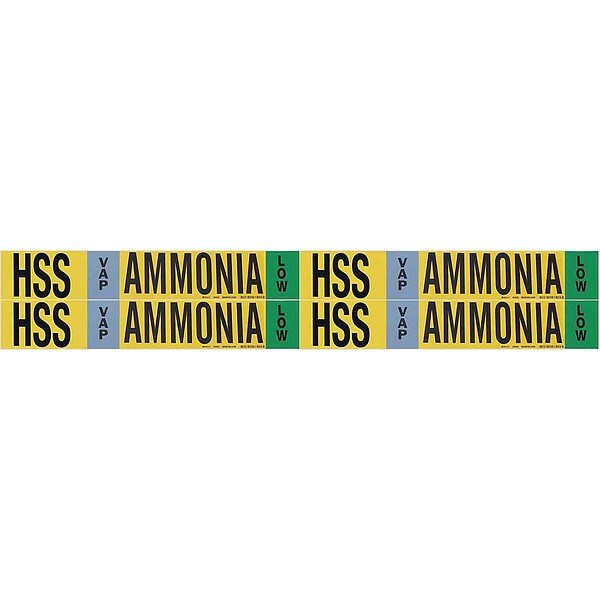 Brady Ammonia Pipe Marker, HSS, 1 to 2-1/2In, PK4 - 90428