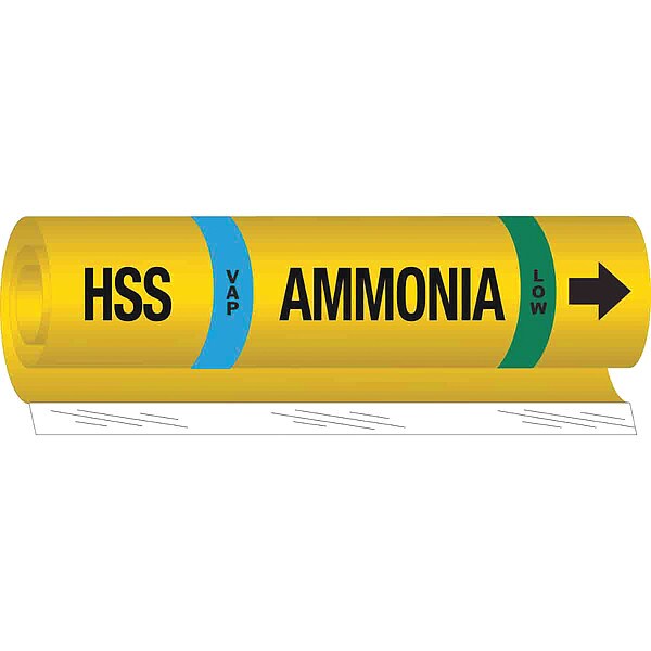 Brady Ammonia Pipe Marker, HSS, 3/4 to 2-1/2In - 57968
