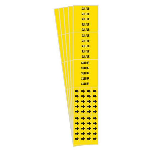 Brady Pipe Marker, Adhesive, Black, Sulfur, PK5, 8808-3C-PK - 8808-3C-PK