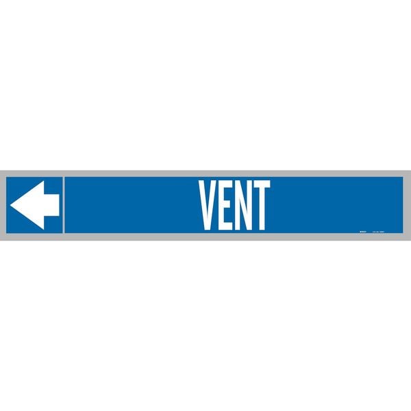 Brady Pipe Marker, Vent, Wht Leg., 1in.Hx8in.W - 109847