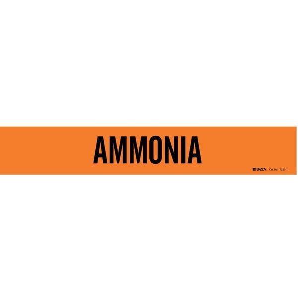 Brady Pipe Marker, Ammonia, Ong, 2-1/2 to7-7/8 In - 7321-1