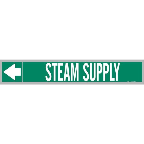 Brady Pipe Marker, Steam Supply, Wht Leg., 12in.W - 109754