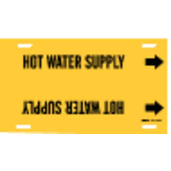 Brady Pipe Marker, Hot Water Supply, 8to9-7/8 In - 4082-G